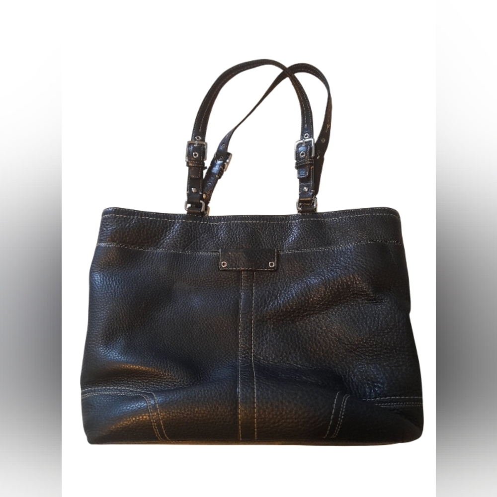 Coach Black Soft Milled Leather Tote Bag Purse Hamilton Y2K